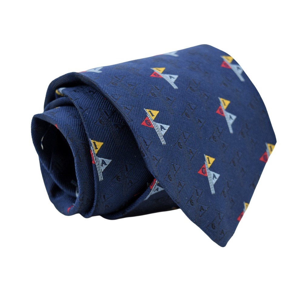BROOKS BROTHERS Navy Blue Golfing Themed Hand Made Silk Tie - 56½" x 3¾" - USA